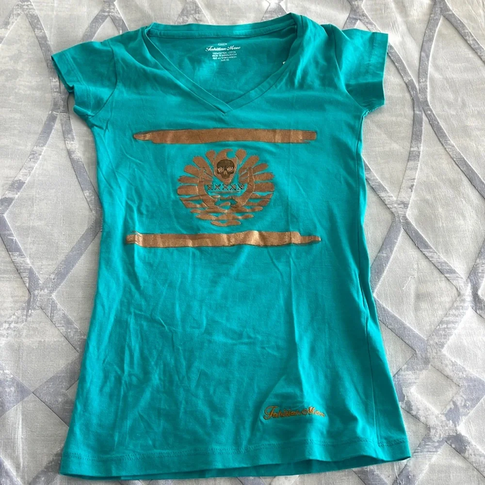 Turquoise blue new t-shirt from Tahiti - Picture 1 of 5